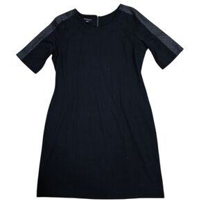 Metaphor Black Leather Accent Sheath Dress XL